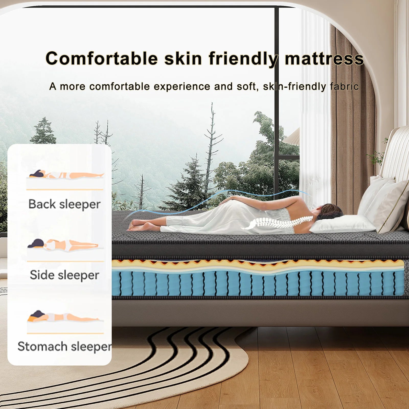 Mattress Memory Foam, Back Pain Relief, Pocket Spring
