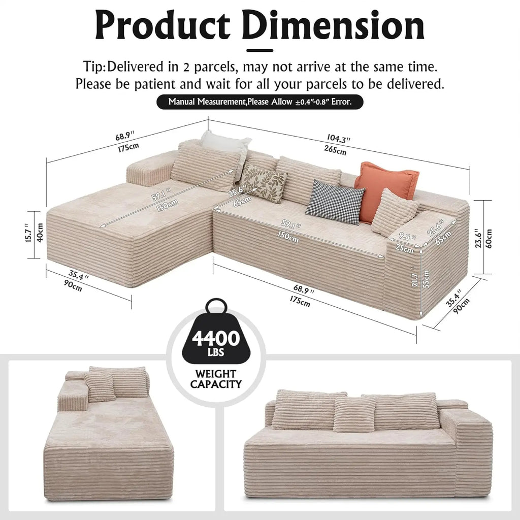 Deep Seat Oversized Modular Sectional Sofa