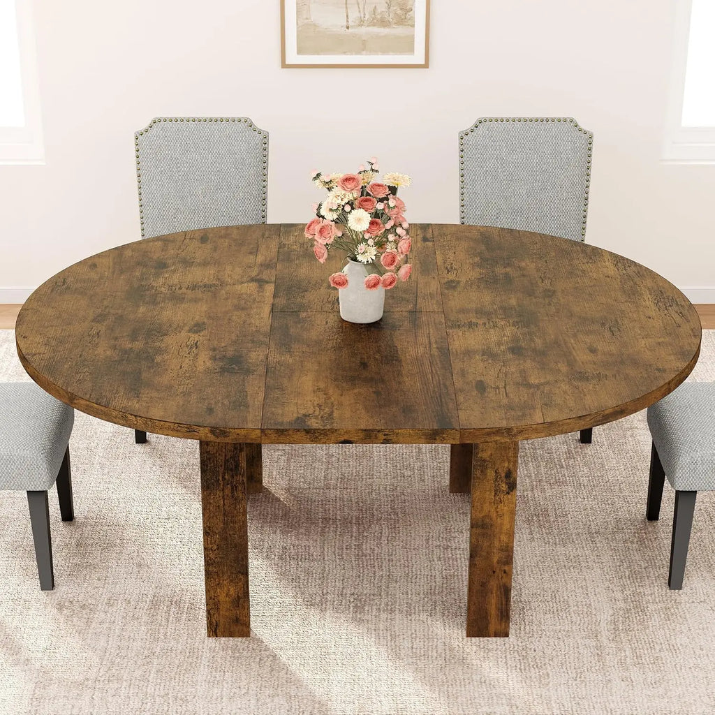 Extendable Round To Oval Dining Table