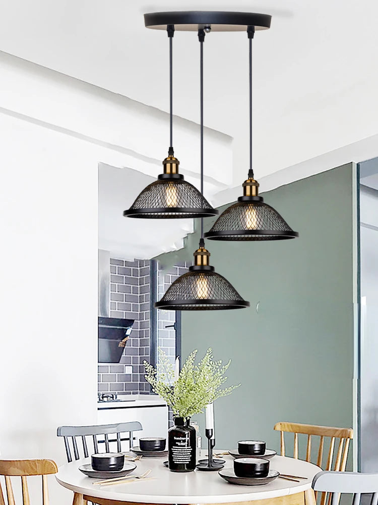 American Retro Three Iron Art  Light Fixture Luxury Chandelier