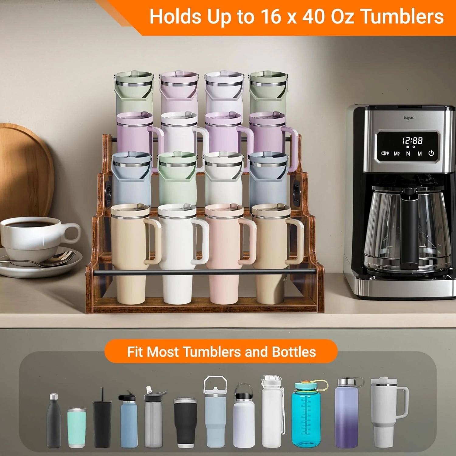 Liquor Bottle Shelf, Coffee Cup/Seasoning Rack