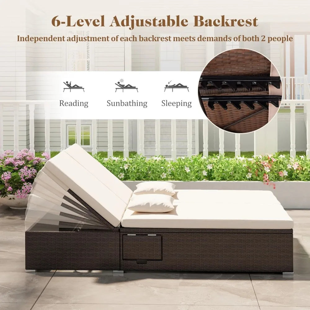 2-Person Adjustable Recliner Bed with Cushions