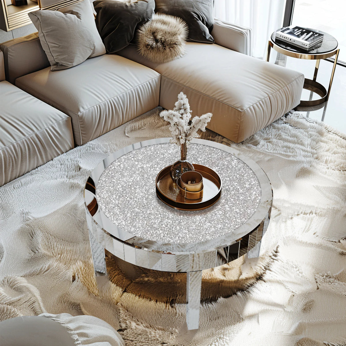 Crystal Inlay Round Coffee Table
