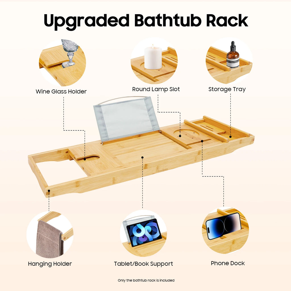 Bamboo Bathtub Expandable Bathroom Tray