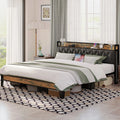 Bed Frames, Storage Headboard with Outlets Twin/TwinXL/Full/Queen/King