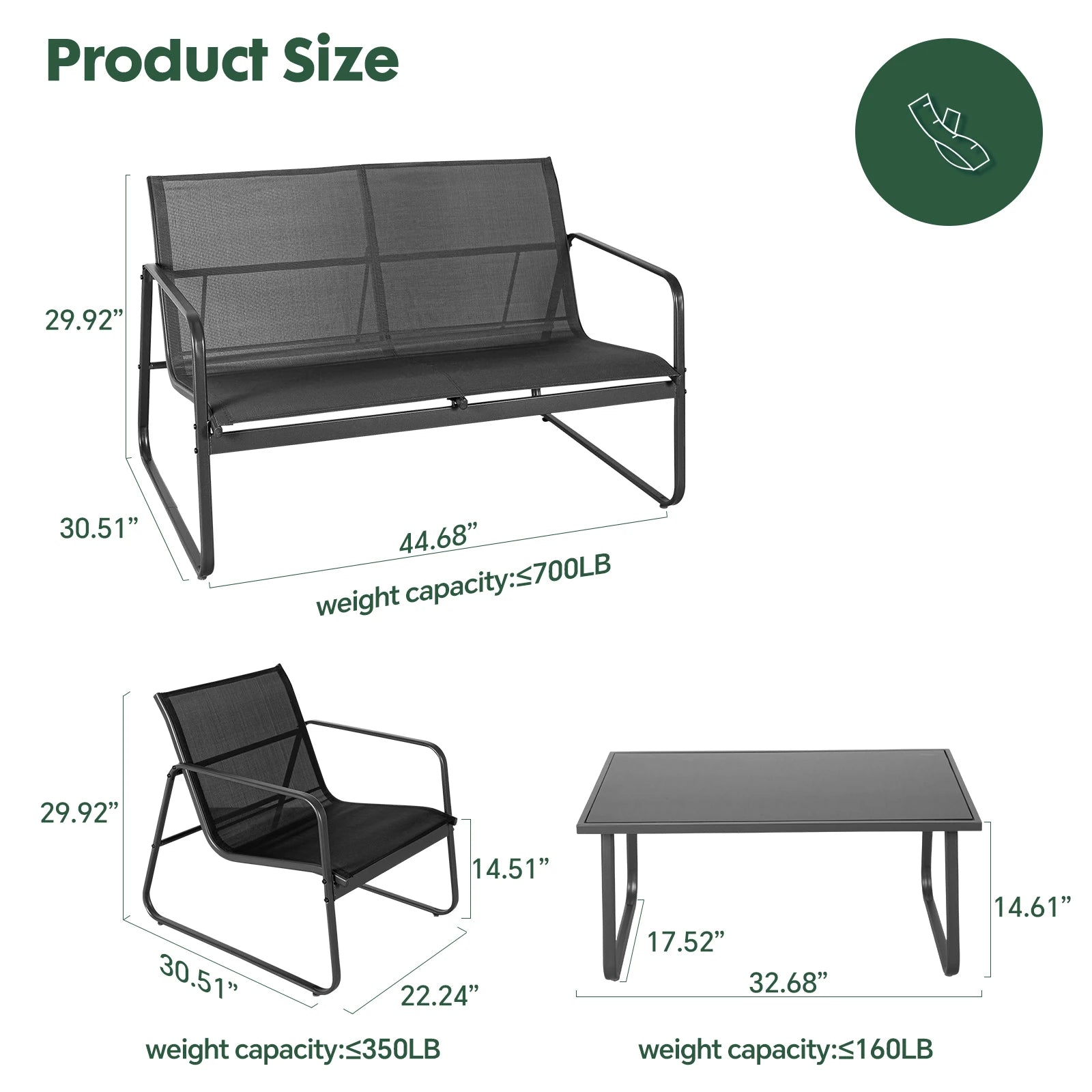 Patio Furniture 4 Pc. Set with Table