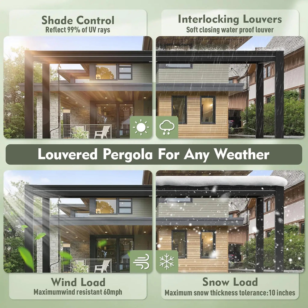 10x12 FT Outdoor Louvered Pergola