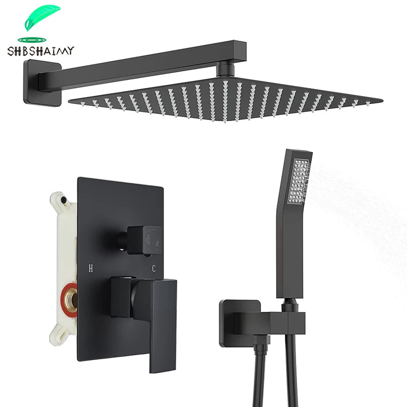 Matte Black Rainfall Shower Faucets