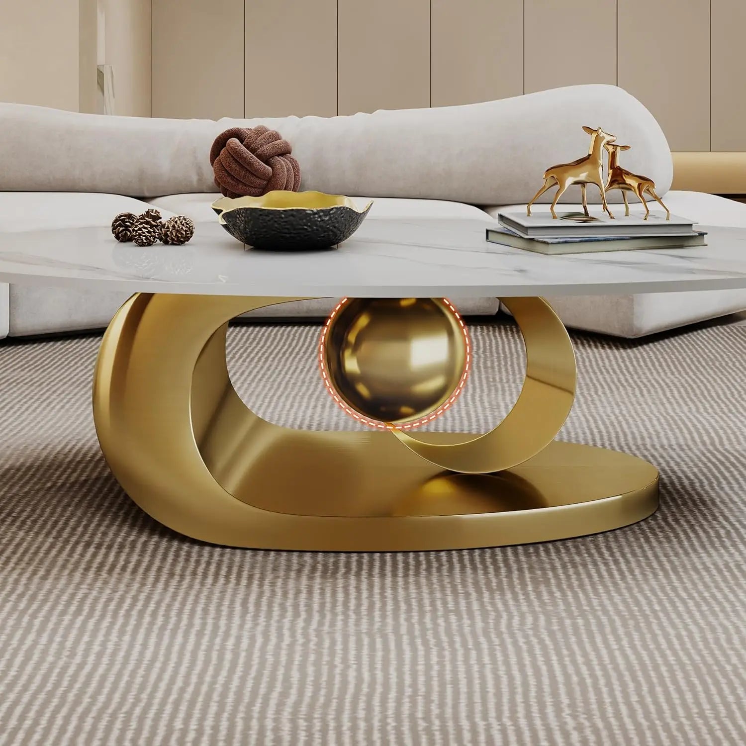 Coffee Table withStainless Steel Pedestal,