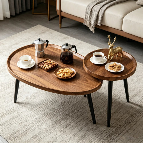 2 Mid-Century Coffee Table, Solid Wood