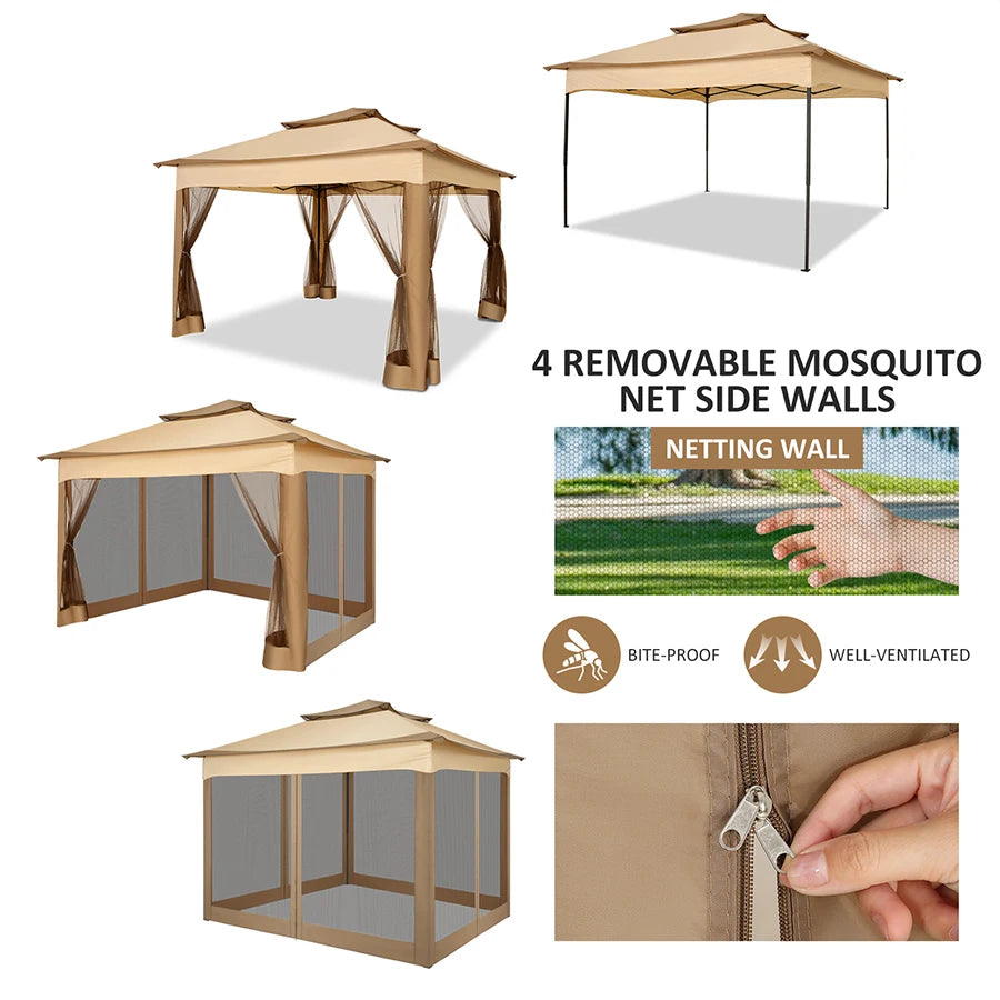 11x11 One-Push Canopy with Mosquito Net, Roof Vent