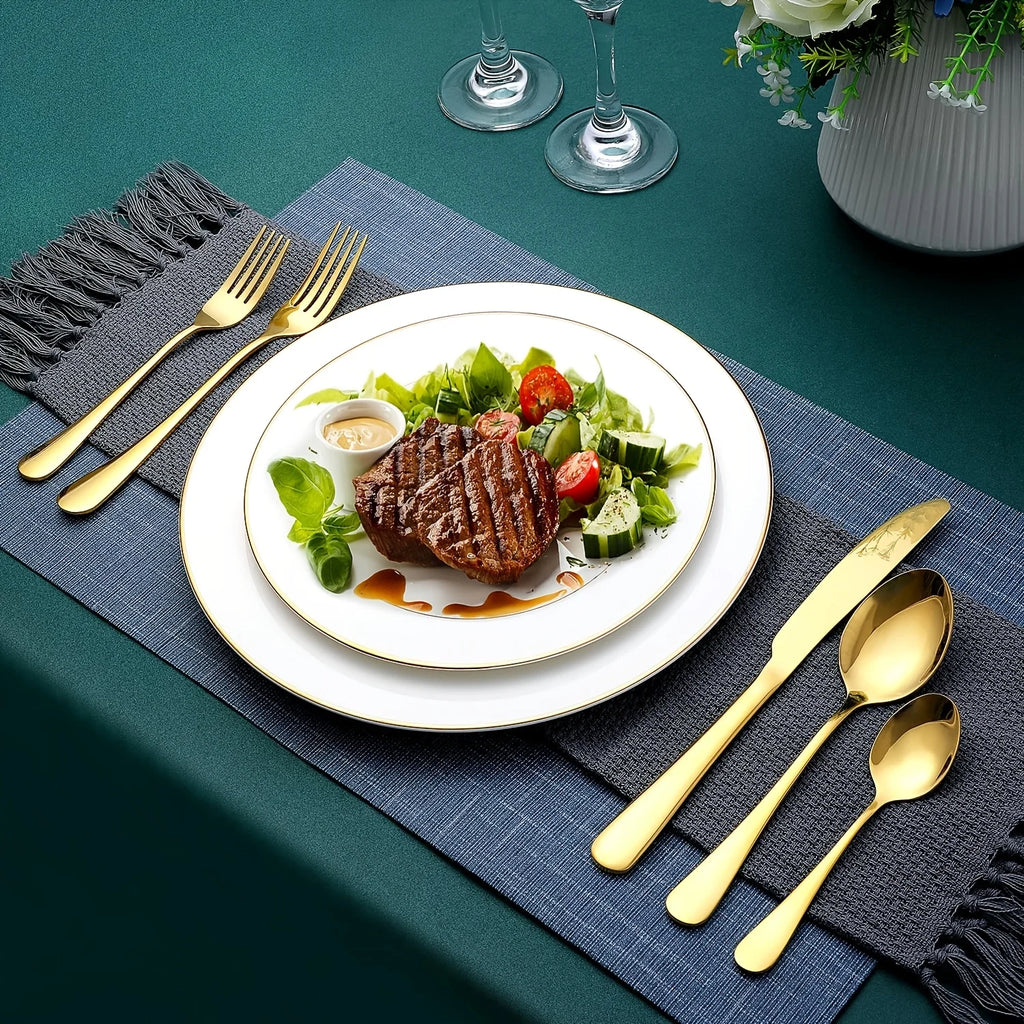 30pcs Gold Stainless Steel Silverware Set