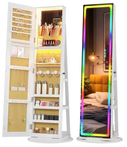 360° Swivel Jewelry Cabinet with Lights