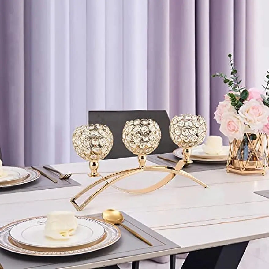 Gold 3-Arms Candle Holder