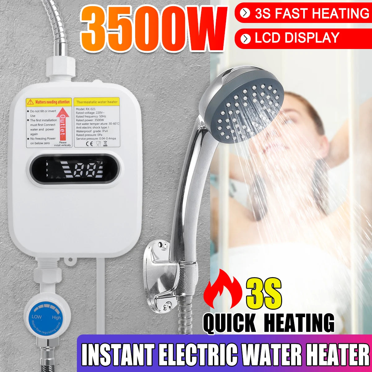 Instant Tankless Electric Water Heater Temperature Display