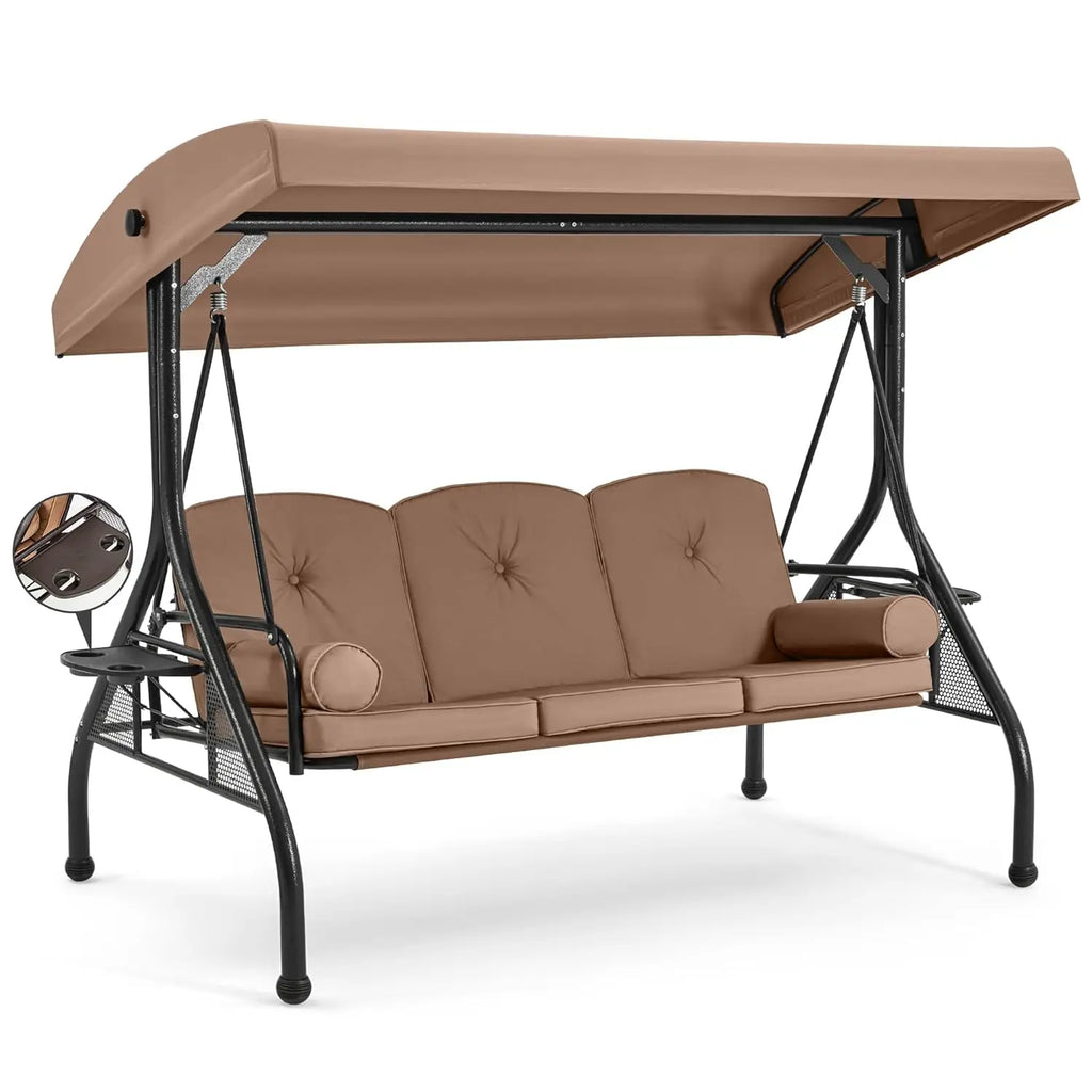 3 Seat Outdoor Porch Swing Bed with canopy